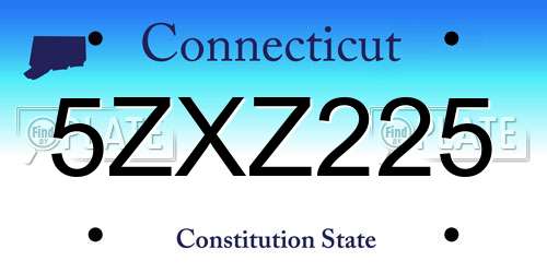 5ZXZ225 Connecticut License Plate