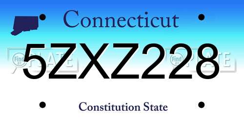 5ZXZ228 Connecticut License Plate