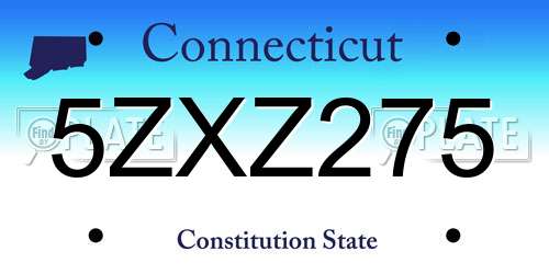 5ZXZ275 Connecticut License Plate