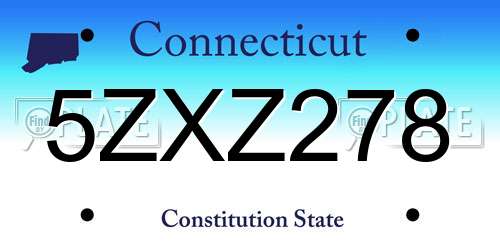5ZXZ278 Connecticut License Plate