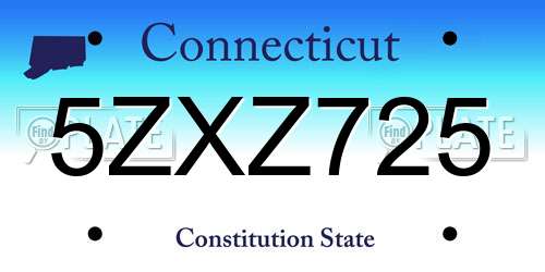5ZXZ725 Connecticut License Plate