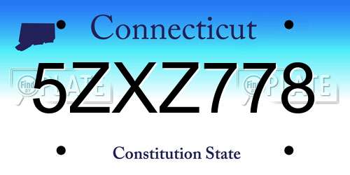 5ZXZ778 Connecticut License Plate