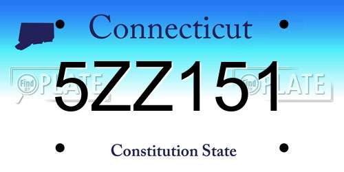 5ZZ151 Connecticut License Plate