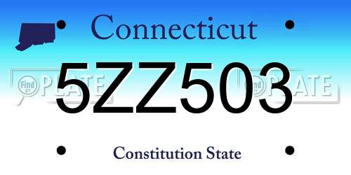 5ZZ503 Connecticut License Plate