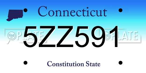 5ZZ591 Connecticut License Plate