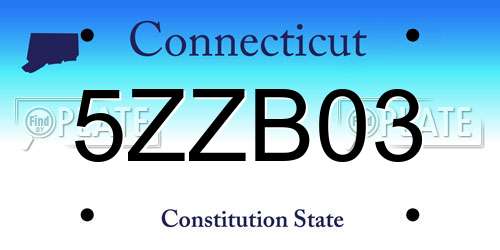 5ZZB03 Connecticut License Plate