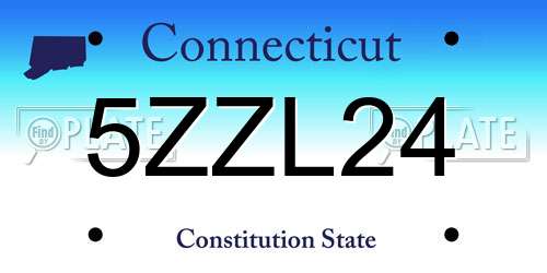 5ZZL24 Connecticut License Plate