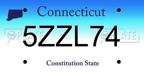 5ZZL74 Connecticut License Plate