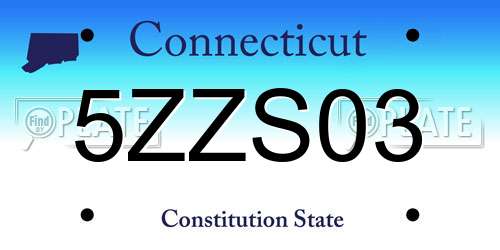 5ZZS03 Connecticut License Plate