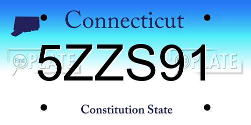 5ZZS91 Connecticut License Plate