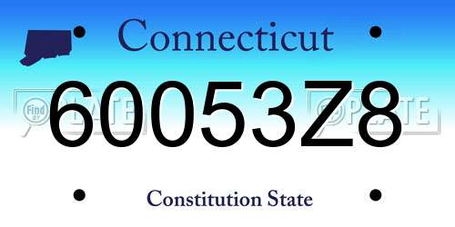 60053Z8 Connecticut License Plate