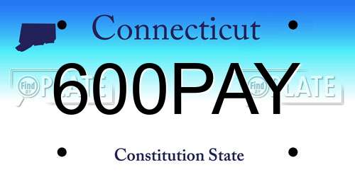 600PAY Connecticut License Plate