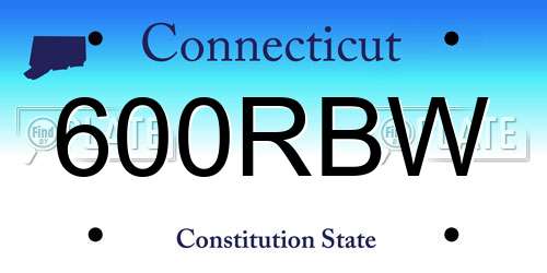 600RBW Connecticut License Plate