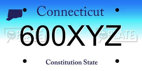 600XYZ Connecticut License Plate
