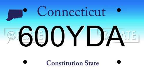 600YDA Connecticut License Plate