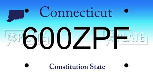 600ZPF Connecticut License Plate
