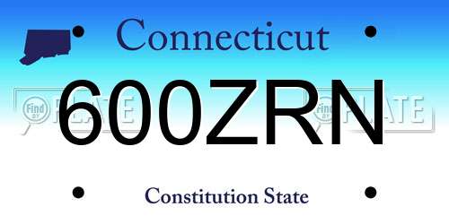 600ZRN Connecticut License Plate