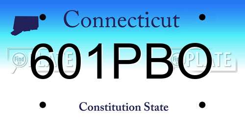 601PBO Connecticut License Plate