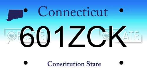 601ZCK Connecticut License Plate