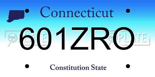 601ZRO Connecticut License Plate