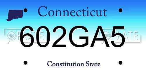602GA5 Connecticut License Plate