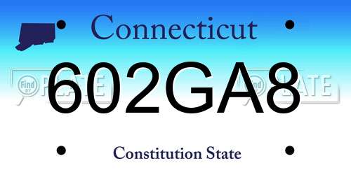 602GA8 Connecticut License Plate
