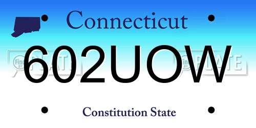 602UOW Connecticut License Plate
