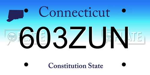 603ZUN Connecticut License Plate