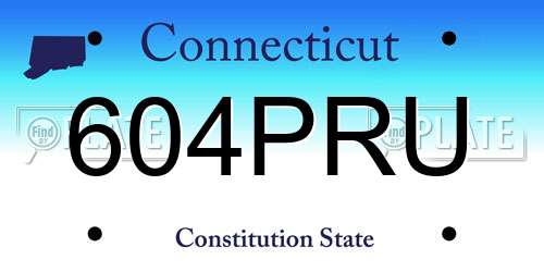 604PRU Connecticut License Plate