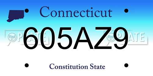 605AZ9 Connecticut License Plate