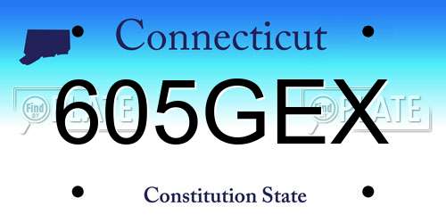 605GEX Connecticut License Plate