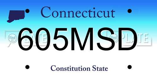 605MSD Connecticut License Plate