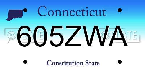 605ZWA Connecticut License Plate