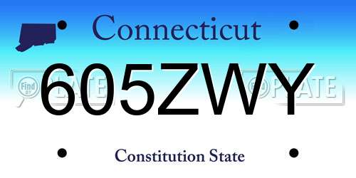 605ZWY Connecticut License Plate