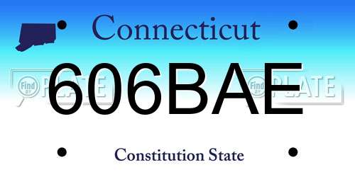 606BAE Connecticut License Plate