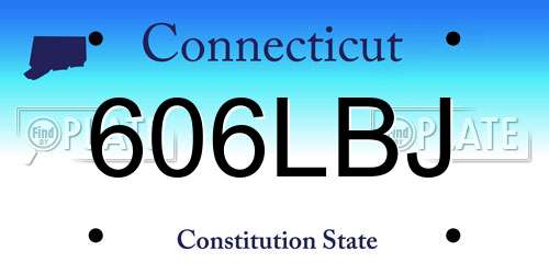 606LBJ Connecticut License Plate