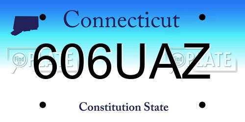 606UAZ Connecticut License Plate