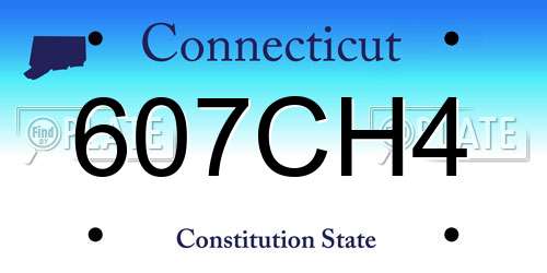 607CH4 Connecticut License Plate