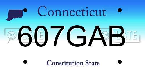 607GAB Connecticut License Plate