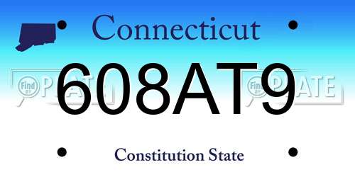 608AT9 Connecticut License Plate