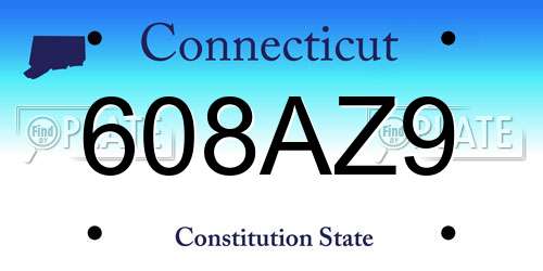 608AZ9 Connecticut License Plate