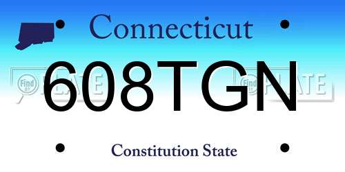 608TGN Connecticut License Plate