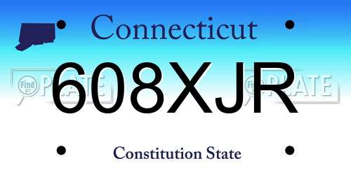 608XJR Connecticut License Plate