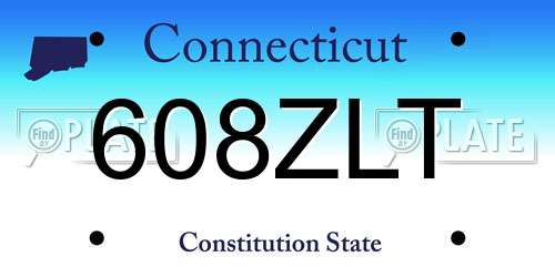 608ZLT Connecticut License Plate