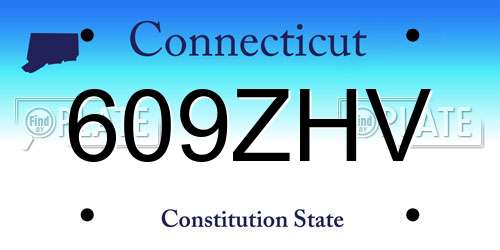 609ZHV Connecticut License Plate