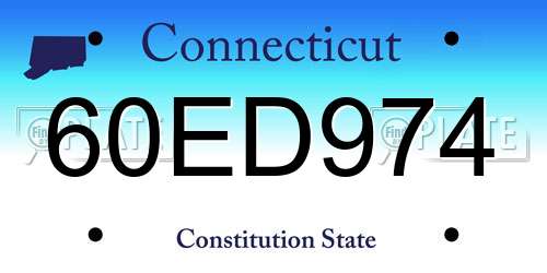 60ED974 Connecticut License Plate