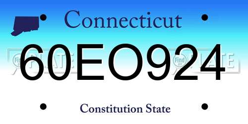 60EO924 Connecticut License Plate