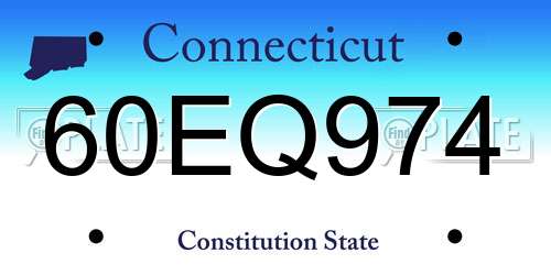 60EQ974 Connecticut License Plate