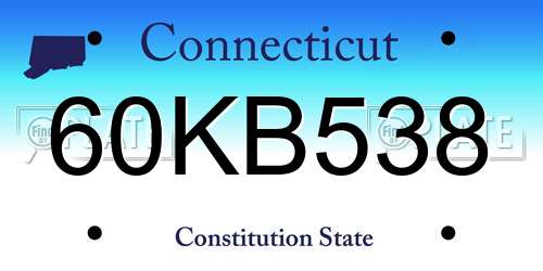 60KB538 Connecticut License Plate