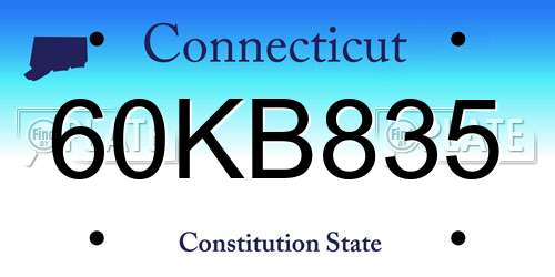 60KB835 Connecticut License Plate